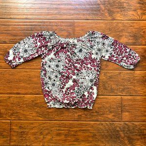 Floral pink and white stretchy top